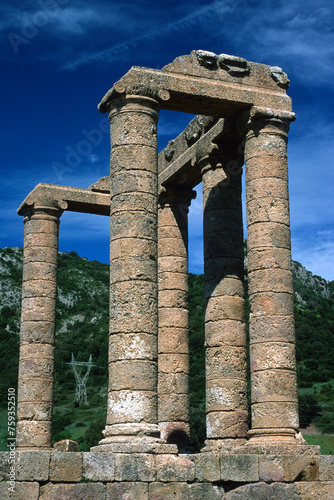 Antique traditional Roman Temple of Antas in ruins empty with no people in Sardinia, Italy photo