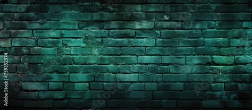 Faded Green Brick Wall Background on Black