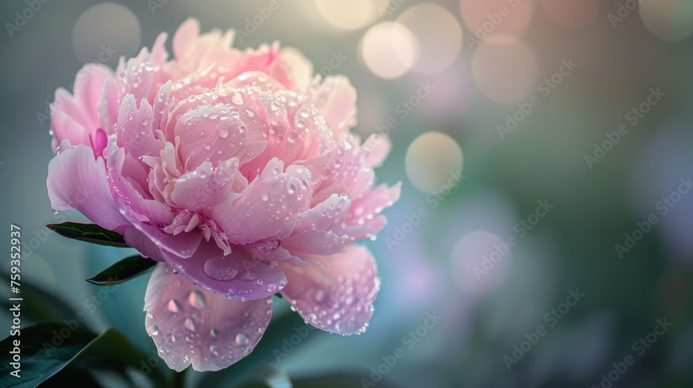 Fototapeta premium Pink Flower With Water Droplets
