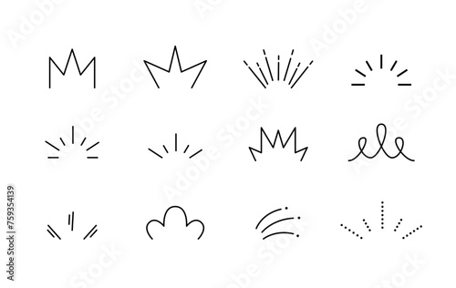 Editable Stroke Comic Doodle Decorative Design Elements Set. Vector Embellishment for Lettering. Scribbles and Scrawls Hand Drawn Line Collection.