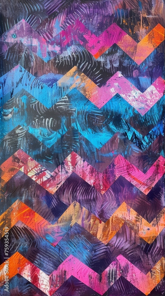 Vibrant Zigzag Pattern Painting