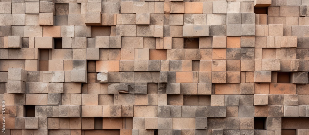 Weathered masonry creating an abstract architectural pattern Weathered masonry creating an abstract architectural pattern