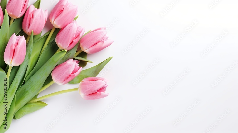 bouquet of tulips isolated on white with copy space 