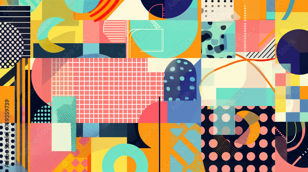 Obraz premium Creative geometric colorful bright background with patterns.