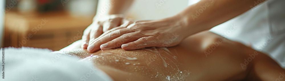 Capture a professional therapist applying deep tissue massage techniques on a clients back Capture a professional therapist applying deep tissue massage techniques on a clients back