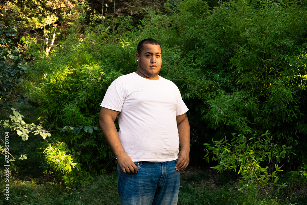 Portrait of plus size black boy