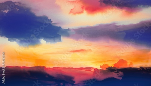 abstract watercolor background sunset sky © ROKA Creative