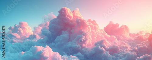 Pink clouds in the sky fluffy cotton background