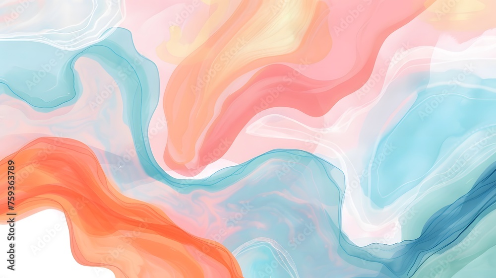 Obraz premium Colorful lines seamless hand drawn pattern with watercolor waves. isolated on white backgrounds. copy space. mockup. multicolor. 