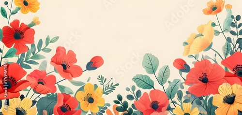 Flat decorate leaves Background autumn and spring theme concept. layouts, copy space. mockup. presentation. banner photo