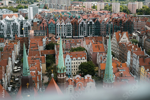 Top view of Gdansk Old town city center photo