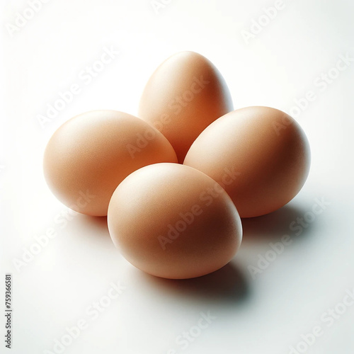 Three chicken eggs isolated on white background. Clipping path included.