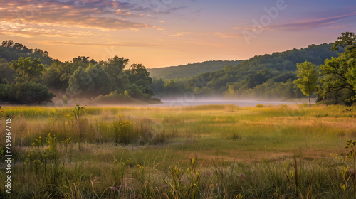 morning mist over swamp