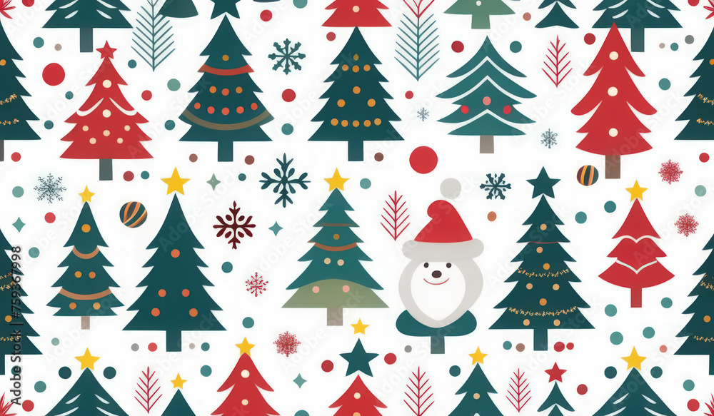 merry christmas background with trees and snowflakes or merry christmas trees and snowflakes or merry christmas background with trees or seamless christmas pattern 