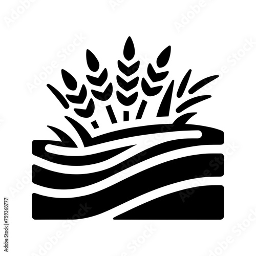 "Rice Field Icon Vector" Portrays A Picturesque Farm Setting, Where Paddy Cultivation Reflects The Harmony Of Nature And Agriculture.