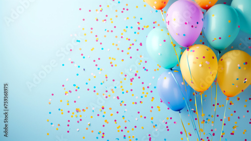Colorful Balloons and Confetti - White Background