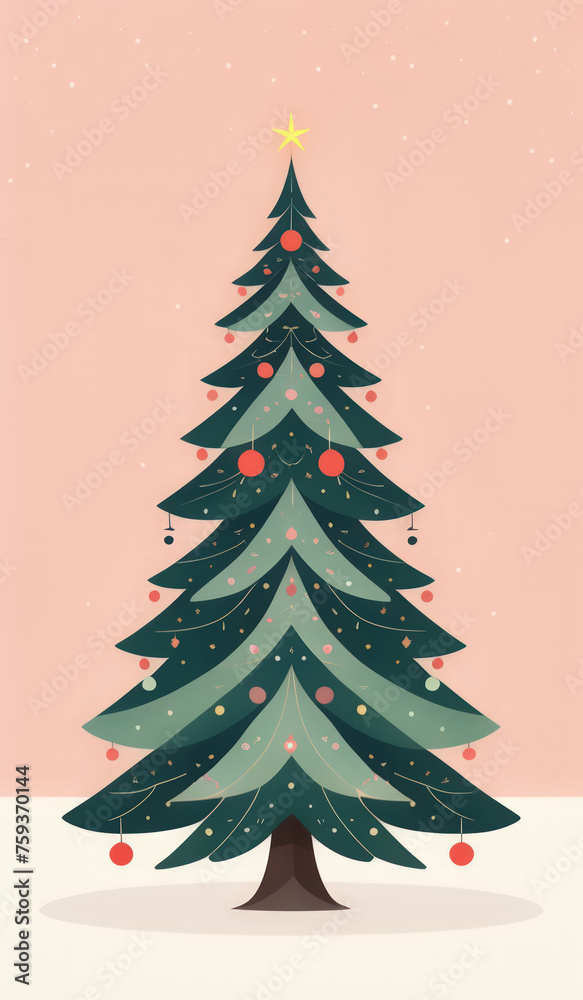 Obraz premium merry christmas background with trees and snowflakes or merry christmas trees and snowflakes or merry christmas background with trees or seamless christmas pattern, christmas card with christmas tree
