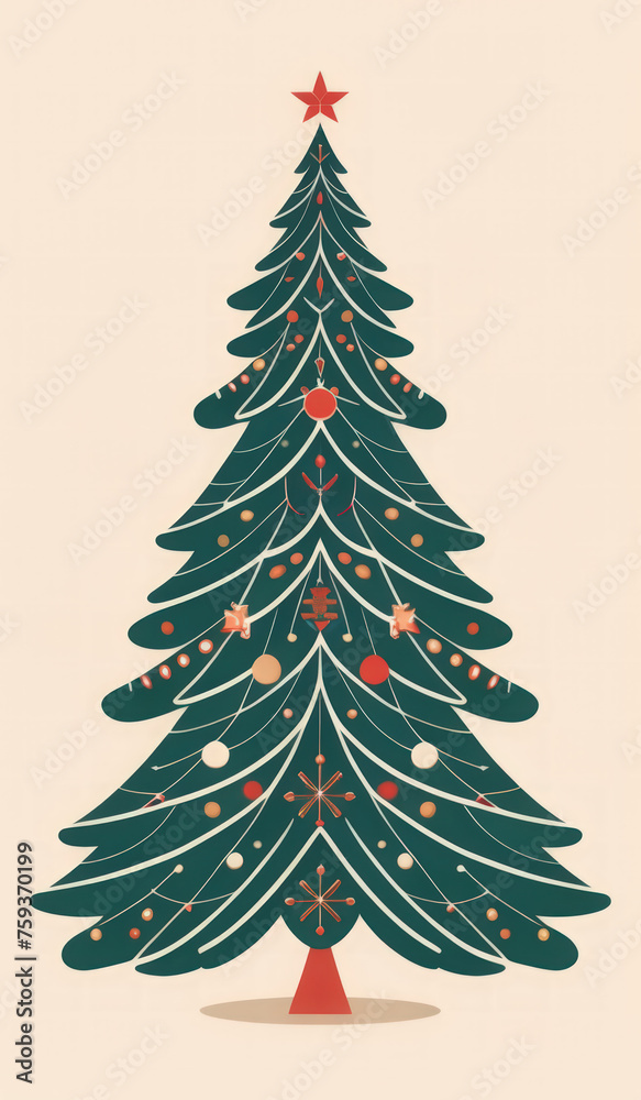 Obraz premium merry christmas background with trees and snowflakes or merry christmas trees and snowflakes or merry christmas background with trees or seamless christmas pattern, christmas card with christmas tree