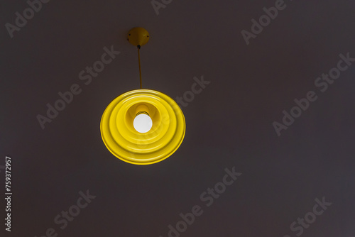 Vintage hanging ceiling lamp in a coffee shop, Minimalist, Thailand