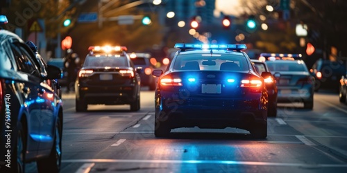 Police car light on the road  photo