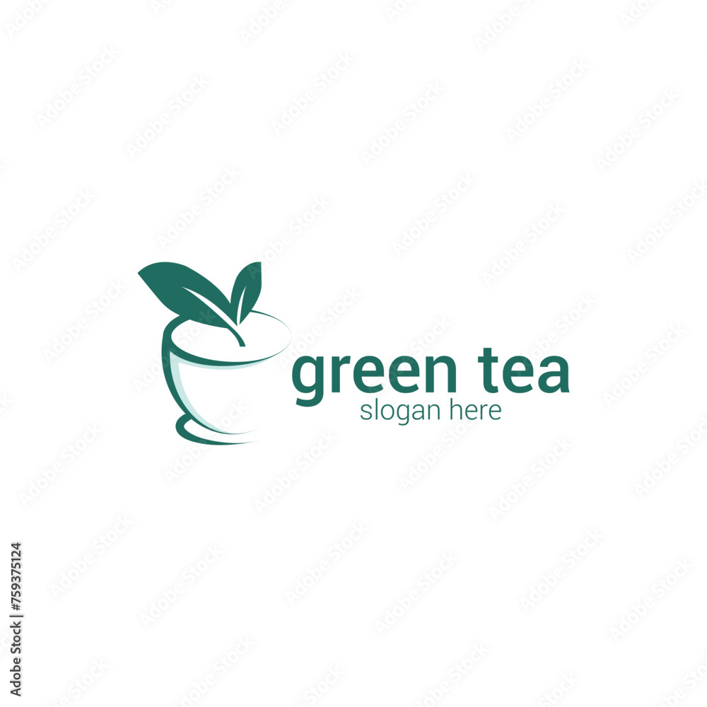 vector logo design green tea outline style. vector logo design green tea outline style.