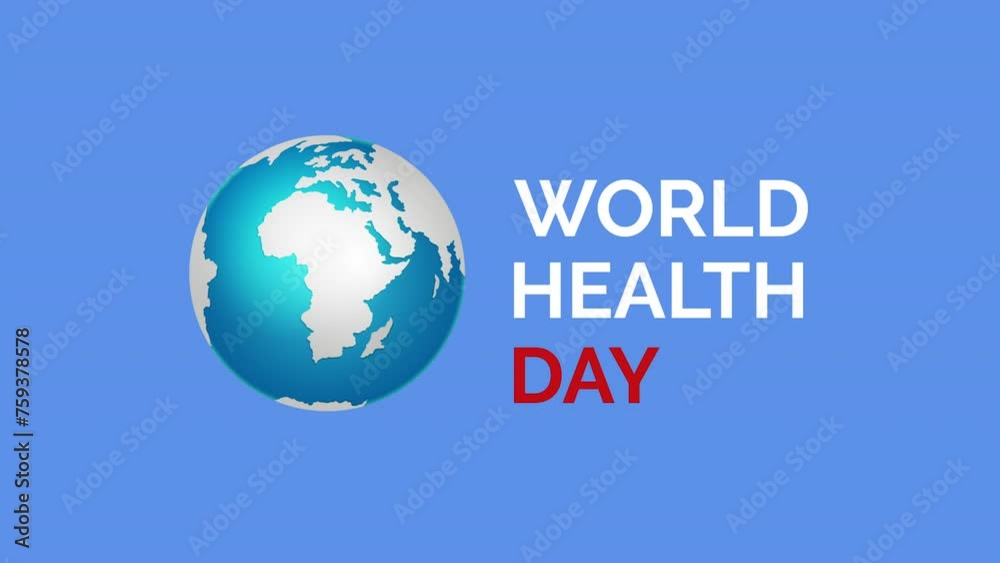 World Health Day text animation with heart 4k animation. World Health Day text animation with heart 4k animation.