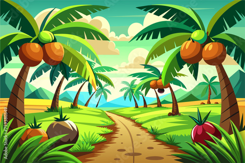 coconut fruit garden background is