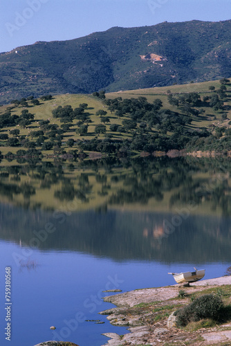 Sardinia - Coghinas Lake, formed by the river Coghinas. Oschiri. Gallura, Sardinia, Italy. photo