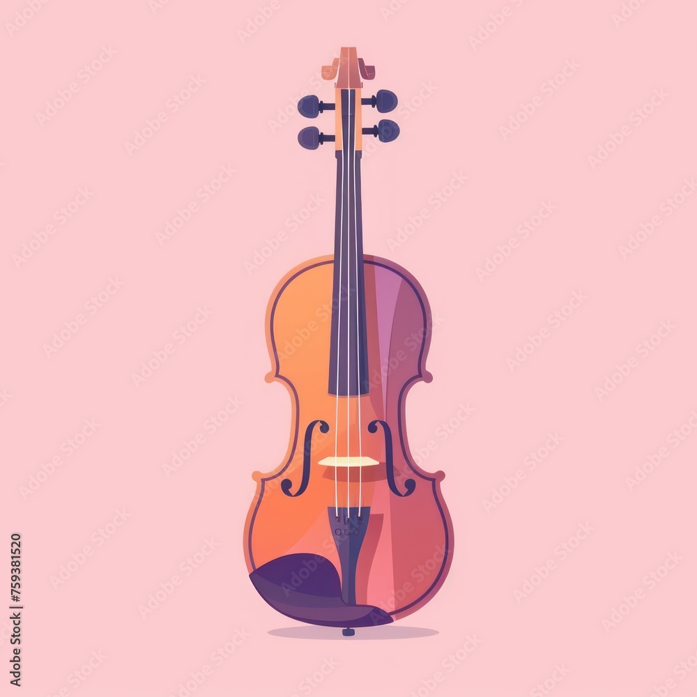 Fototapeta premium Violin Viola Flat Illustration Design. Colorful Fiddle contrabass symbol