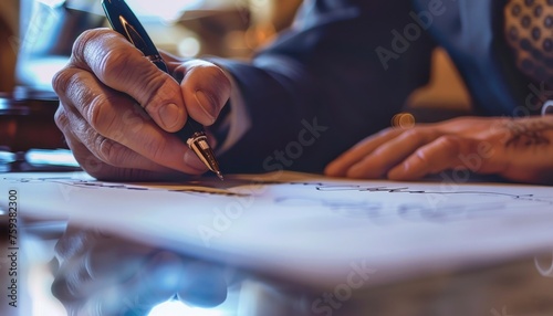 Businessman Signing Contract,  Close up of hand businessman signing  a form agreement with pen