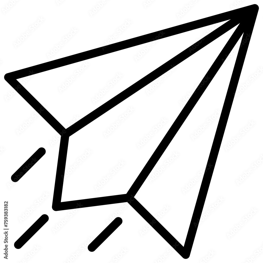 paper plane icon illustration design with outline