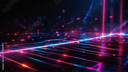 Neon colorful abstract light strips photo