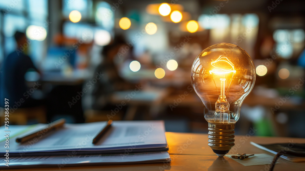 Light Bulb Inspire Venture empowers entrepreneurs with capital for innovative startup ideas. - obrazy, fototapety, plakaty 