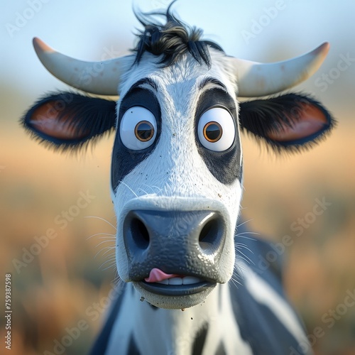 Funny looking cow illustrat...
