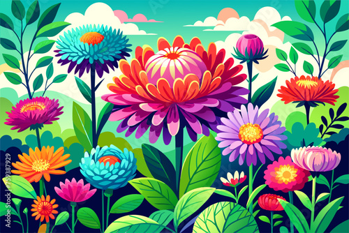 aster flower garden background is