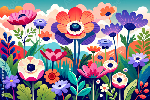 anemone flower garden background is