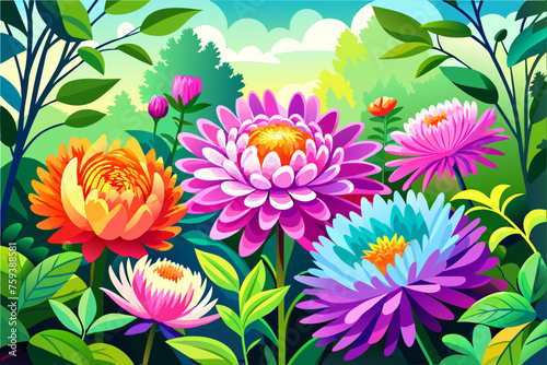 aster flower garden background is