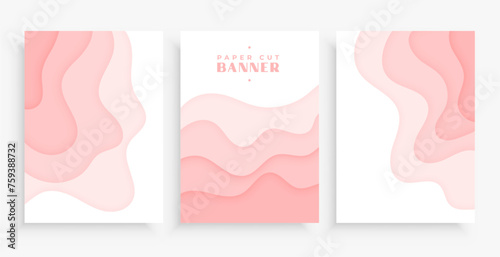 set of abstract paper cut pattern banner for presentation