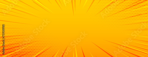 pop art inspired comic rays explosion yellow banner