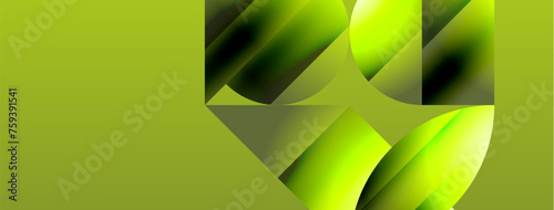 Serene gradient template. Circles and triangles mingle in minimalist perfection. Gentle fusion of forms and hues creates balanced yet captivating backdrop, embodying modern sophistication