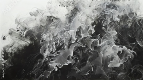 Image of thick smoke billowing in black and white