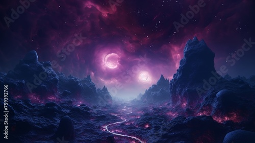 A cosmic scene where toxic gases mix with neon hues