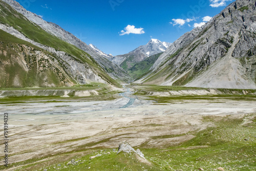 View of Zanskar and Kashmir in the Kaintal River Basin at Humpet, Warwan Valley, Pir Panjal Range, Kashmir, India