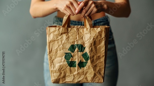 Super shopping with ecological paper bags to take care of the environment