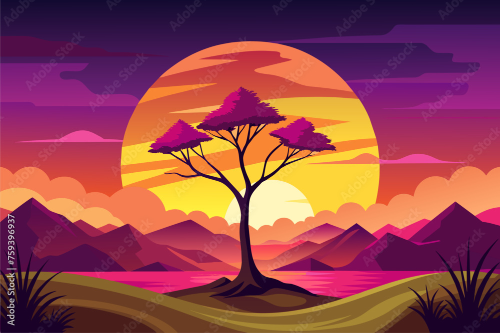 sunsets background is tree
