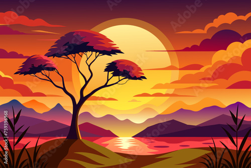 sunsets background is tree