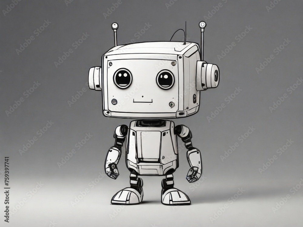 simple line drawing of childlike robot simple line drawing of childlike robot