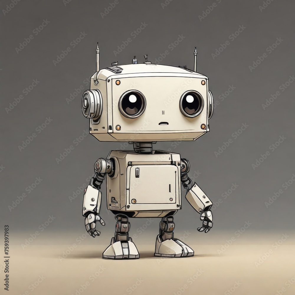 simple line drawing of childlike robot simple line drawing of childlike robot
