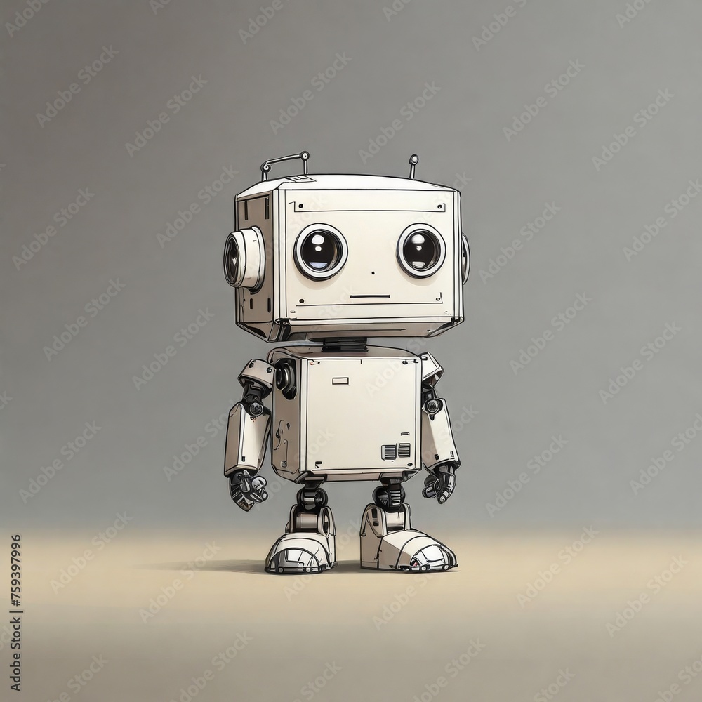 simple line drawing of childlike robot simple line drawing of childlike robot