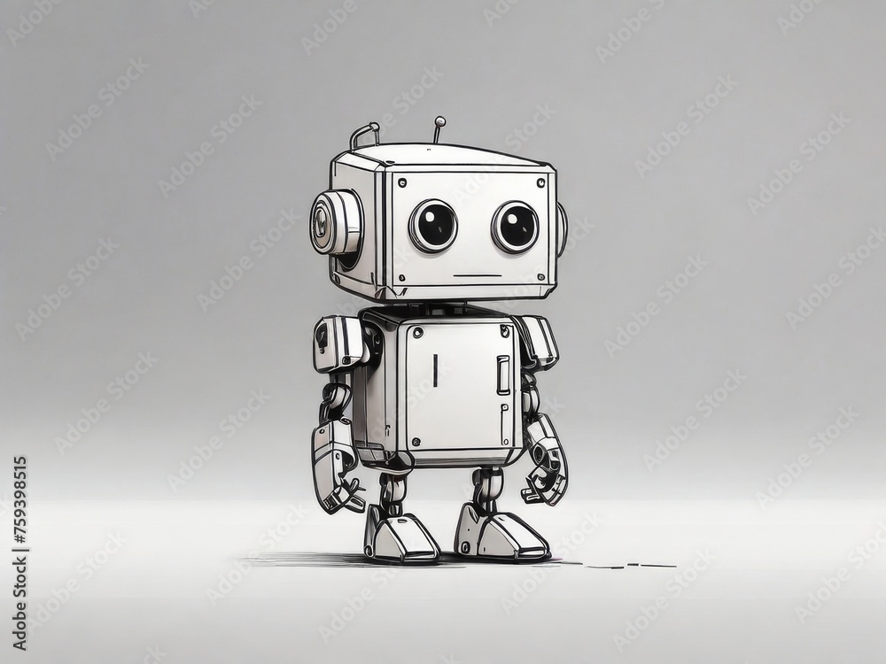 Fototapeta premium simple line drawing of childlike robot